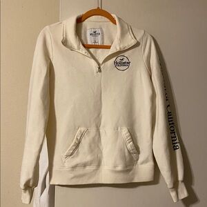 Hollister Off-White Logo Quarter-Zip Pullover